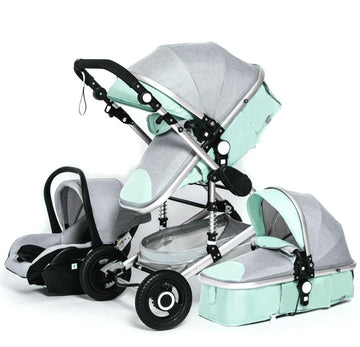 3 in 1 Multifunctional luxury Baby Stroller & Carseat. Portable High Landscape 4 Wheel Folding Carriage